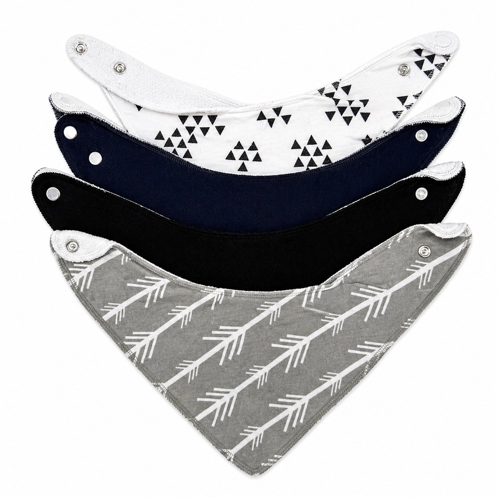 Baby Bandana Bib Lot of 4 Organic Cotton Snap Closure Neutral Boy Joofoss Nobran